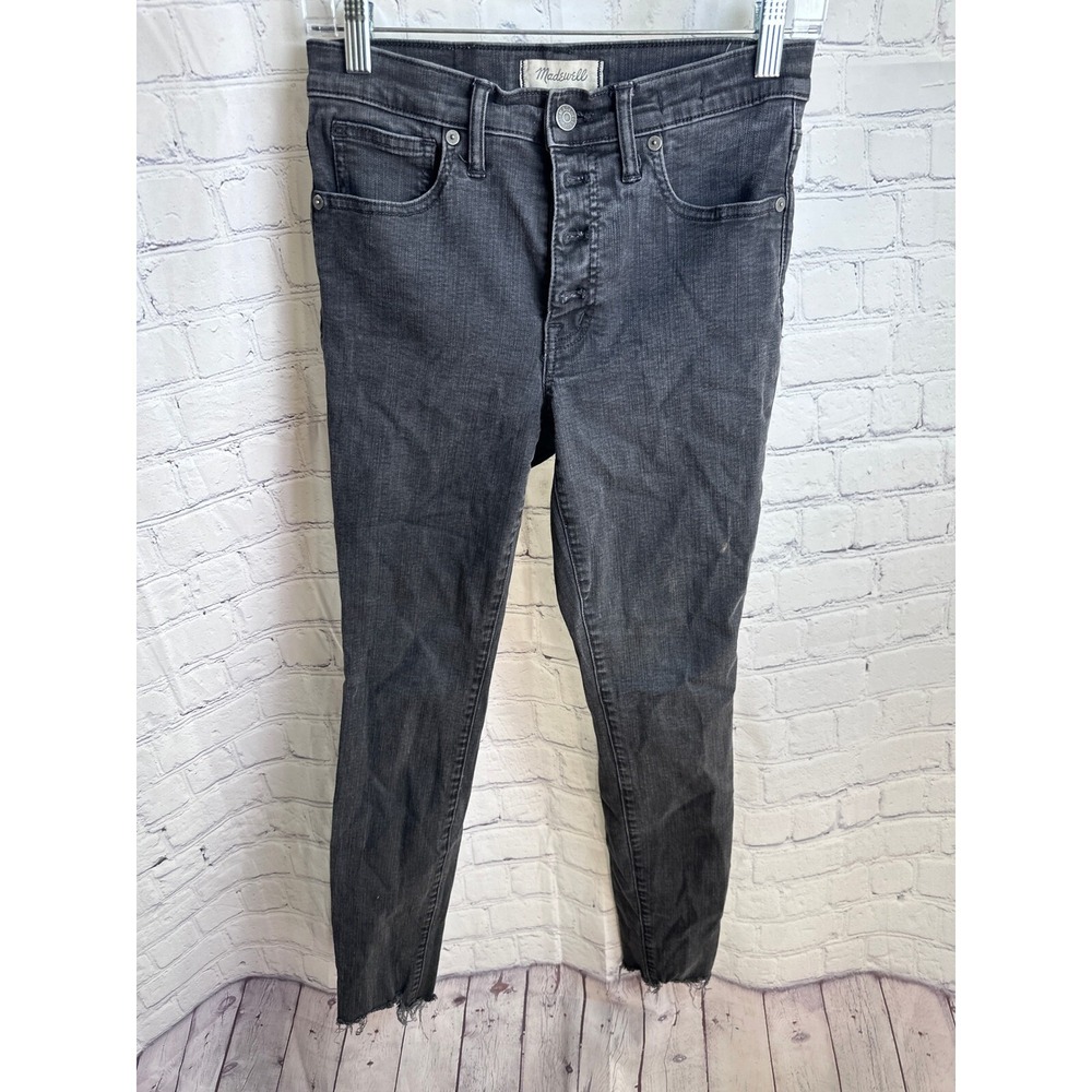 Madewell High Rise Skinny Crop Jeans Button Fly Black Wash Size‎ 26